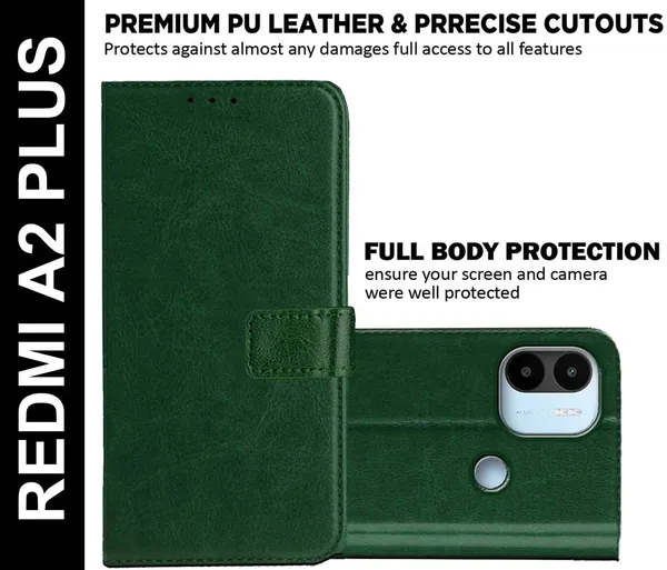 Green_Artificial_Leather_Redmi_A2_Plus&Poco_C50&Poco_C51&Redmi_A1_Plus_Back_Cover