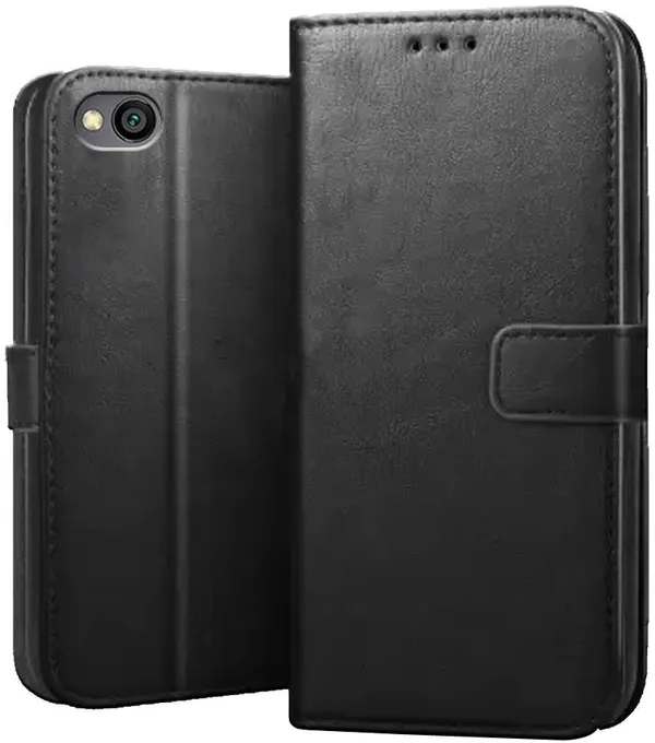 Black_Leather_Redmi_Go_Flip_Cover