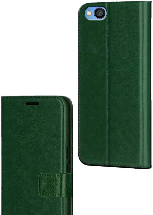 Green_Artificial_Leather_Redmi_Go_Flip_Cover