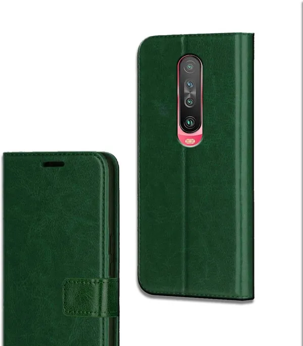 Green_Leather_Redmi_K30_Flip_Cover