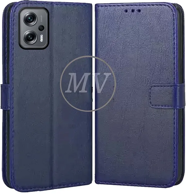 Blue_Artificial_Leather_Redmi_K50i_5G_Back_Cover