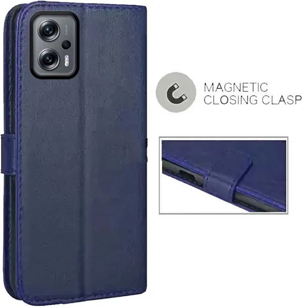 Blue_Artificial_Leather_Redmi_K50i_5G_Back_Cover
