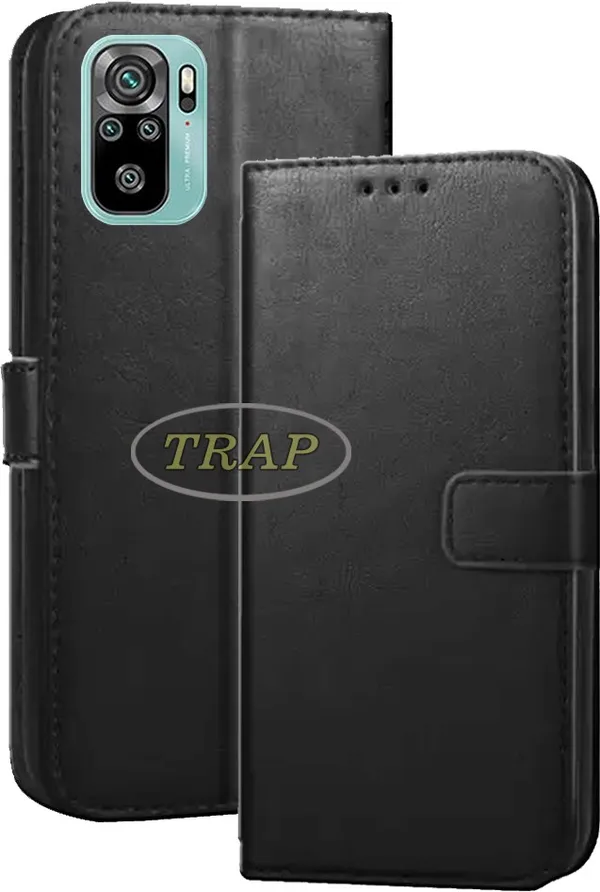 Black_Artificial_Leather_Redmi_Note_10_Flip_Cover