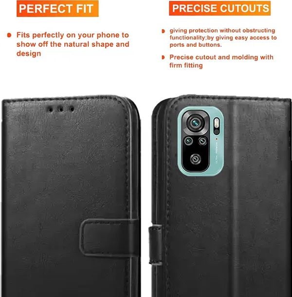 Black_Artificial_Leather_Redmi_Note_10_Flip_Cover