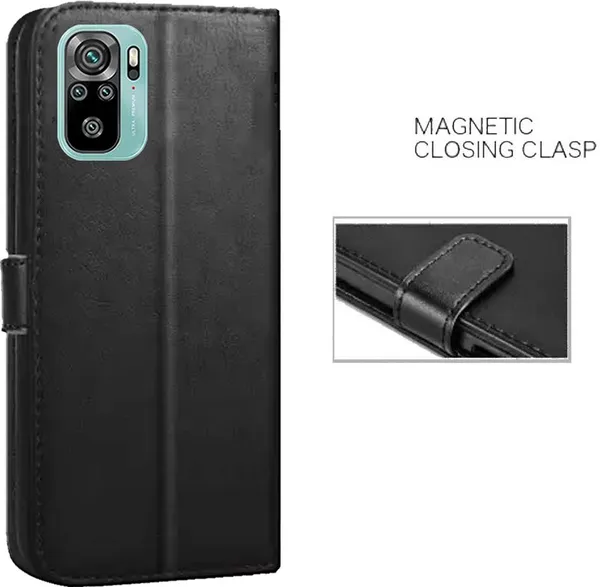 Black_Artificial_Leather_Redmi_Note_10_Flip_Cover