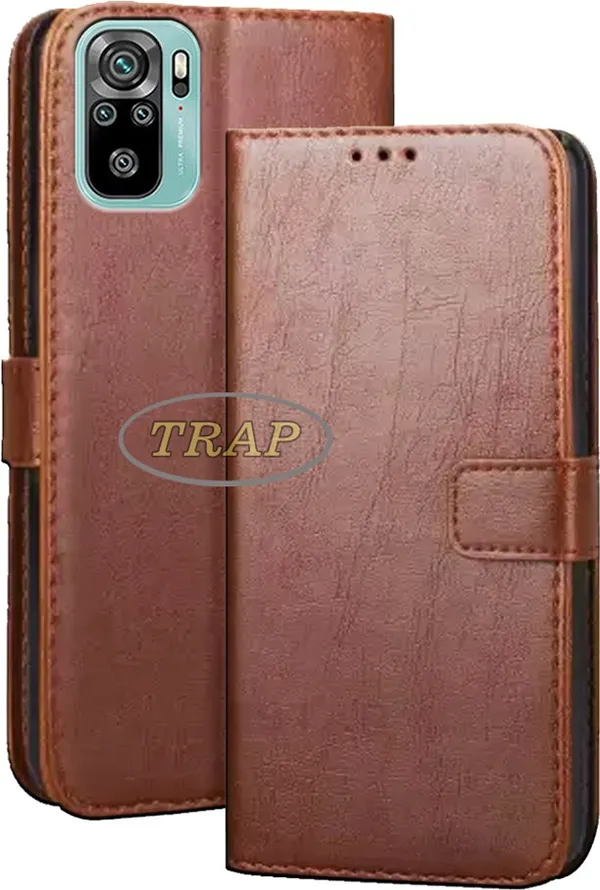 Brown_Artificial_Leather_Redmi_Note_10_Flip_Cover