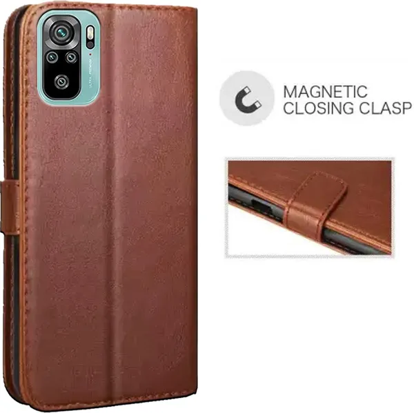 Brown_Artificial_Leather_Redmi_Note_10_Flip_Cover