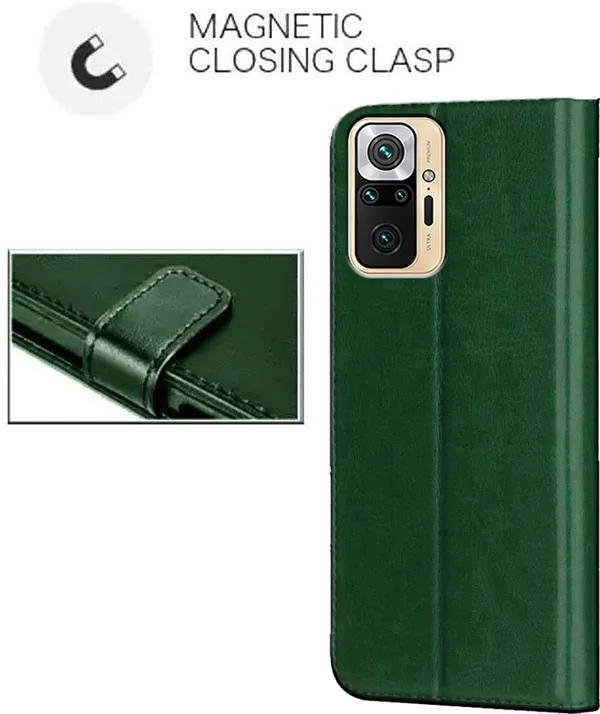 Green_Artificial_Leather_Redmi_Note_10_Pro_Max_Flip_Cover