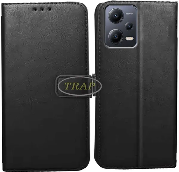 Black_Artificial_Leather_Redmi_Note_12_5G_Back_Cover
