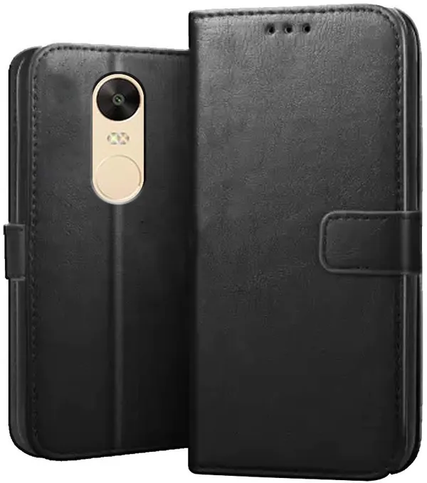 Black_Leather_Mi_Redmi_Note_4_Flip_Cover