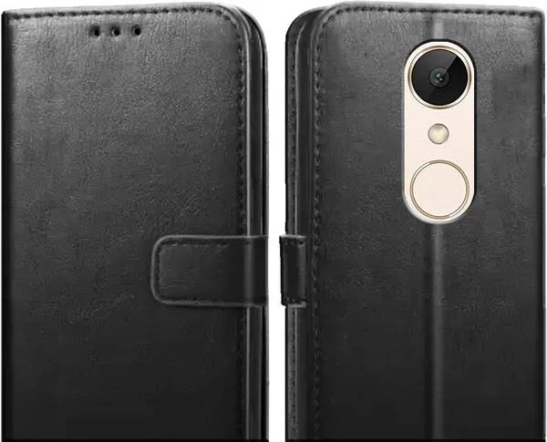 Black_Leather_Mi_Redmi_Note_5_Flip_Cover