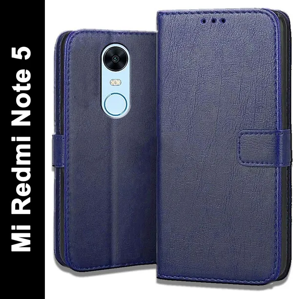 Blue_Leather_Mi_Redmi_Note_5_Flip_Cover