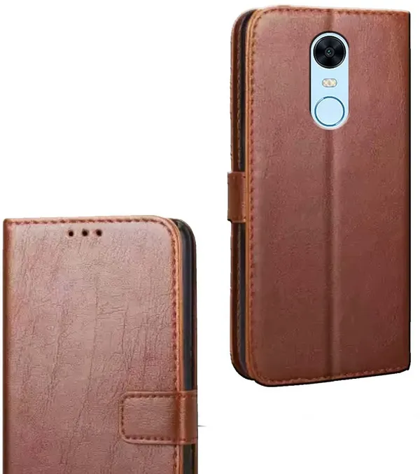 Brown_Artificial_Leather_Mi_Redmi_Note_5_Flip_Cover