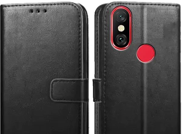 Black_Leather_Mi_Redmi_Note_6_Pro_Flip_Cover