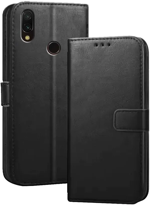 Black_Artificial_Leather_Redmi_Note_7_Flip_Cover