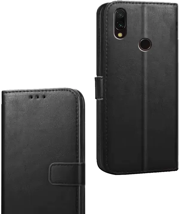 Black_Artificial_Leather_Redmi_Note_7_Flip_Cover