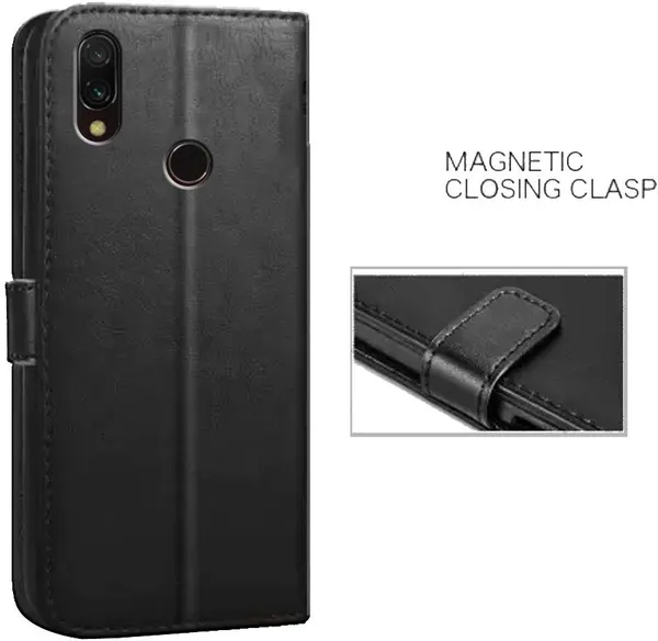 Black_Artificial_Leather_Redmi_Note_7_Flip_Cover