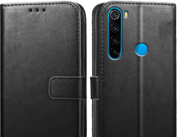 Black_Leather_Redmi_Note_8_Flip_Cover