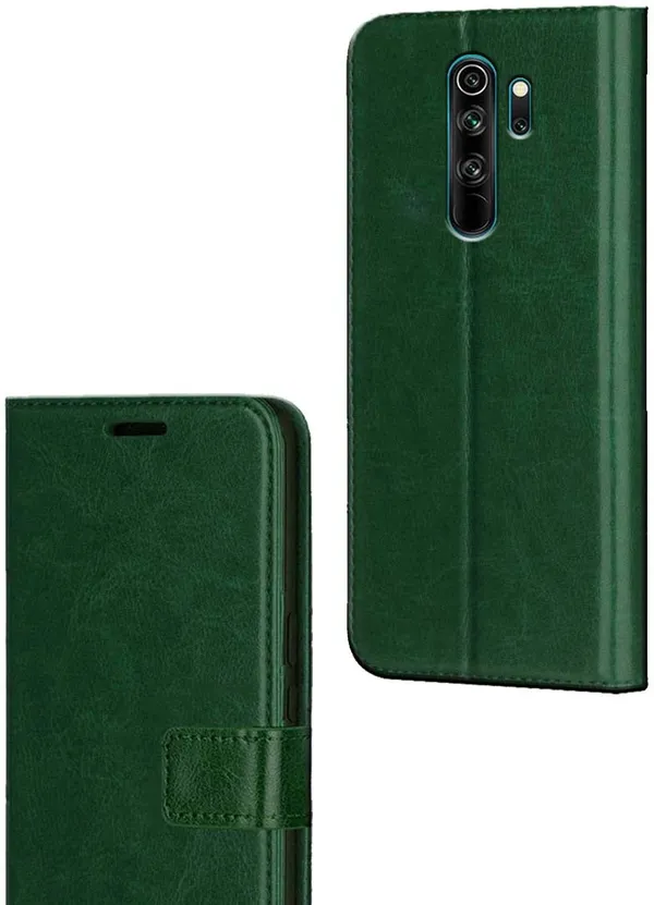 Green_Artificial_Leather_Redmi_Note_8_Pro_Flip_Cover
