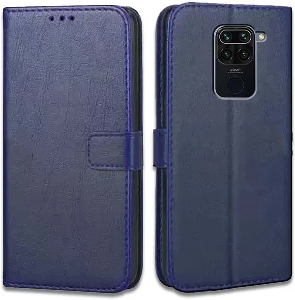 Blue_Artificial_Leather_Redmi_Note_9_Flip_Cover