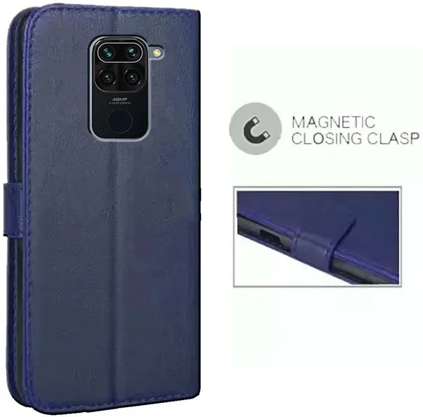 Blue_Artificial_Leather_Redmi_Note_9_Flip_Cover