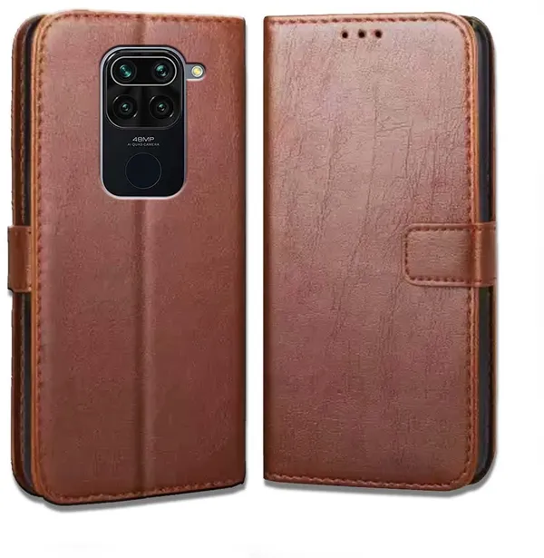 Brown_Artificial_Leather_Redmi_Note_9_Flip_Cover