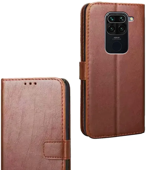 Brown_Artificial_Leather_Redmi_Note_9_Flip_Cover