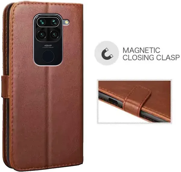 Brown_Artificial_Leather_Redmi_Note_9_Flip_Cover
