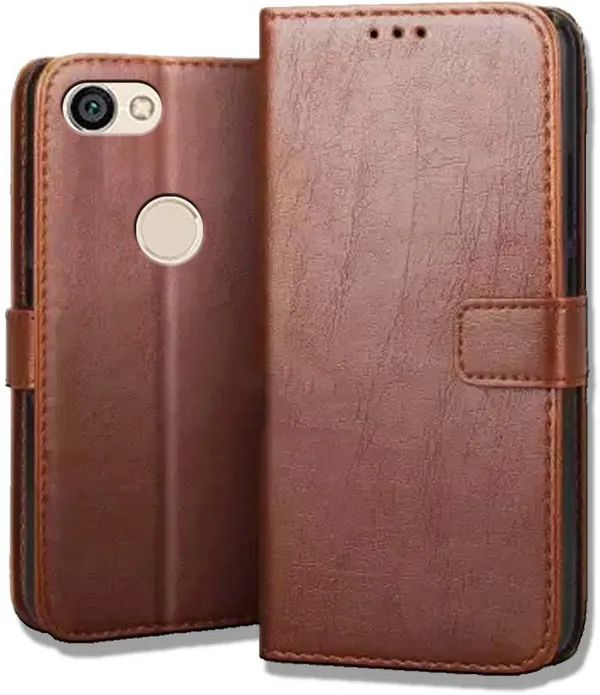 Brown_Leather_Mi_Redmi_Y1_Flip_Cover