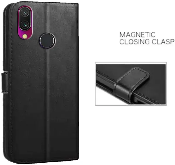 Black_Artificial_Leather_Redmi_Y3_Flip_Cover
