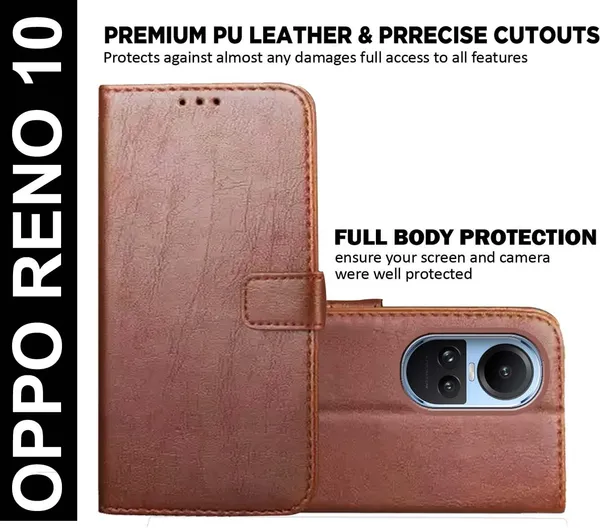 Brown_Artificial_Leather_Oppo_Reno_10_Flip_Cover