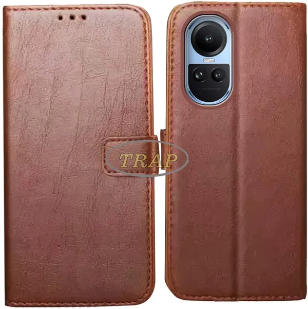 Brown_Artificial_Leather_Oppo_Reno_10_Pro_5G_Flip_Cover