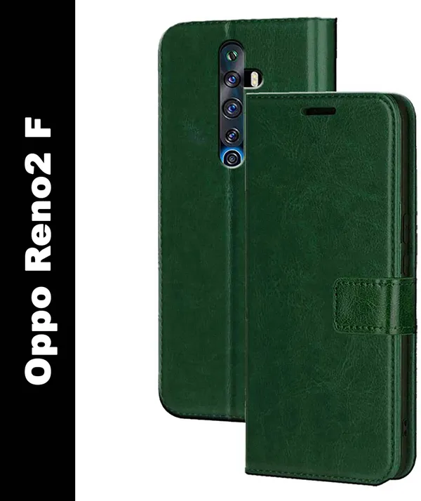 Green_Artificial_Leather_Oppo_Reno2_F_Flip_Cover