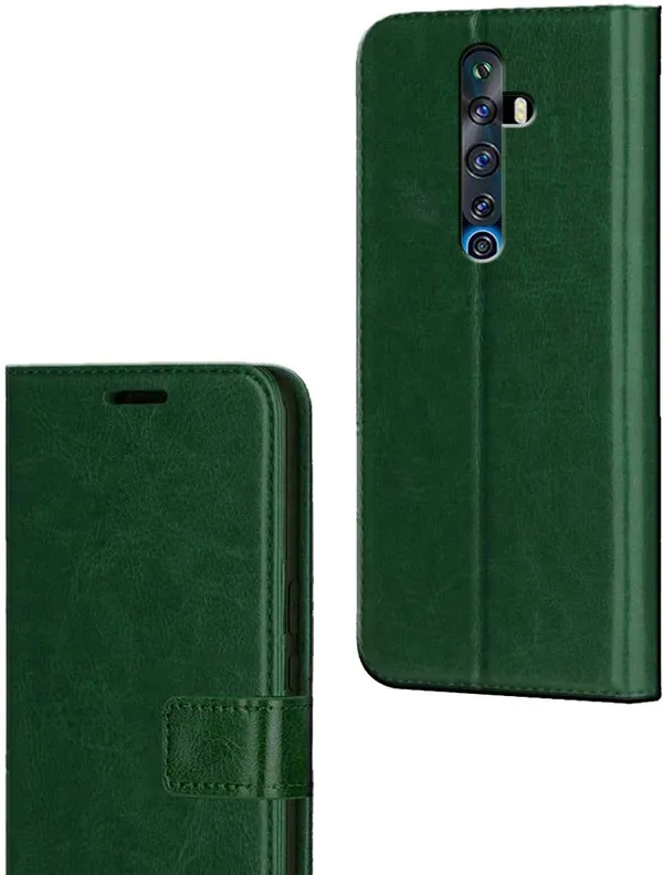 Green_Artificial_Leather_Oppo_Reno2_F_Flip_Cover