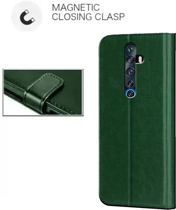 Green_Artificial_Leather_Oppo_Reno2_F_Flip_Cover