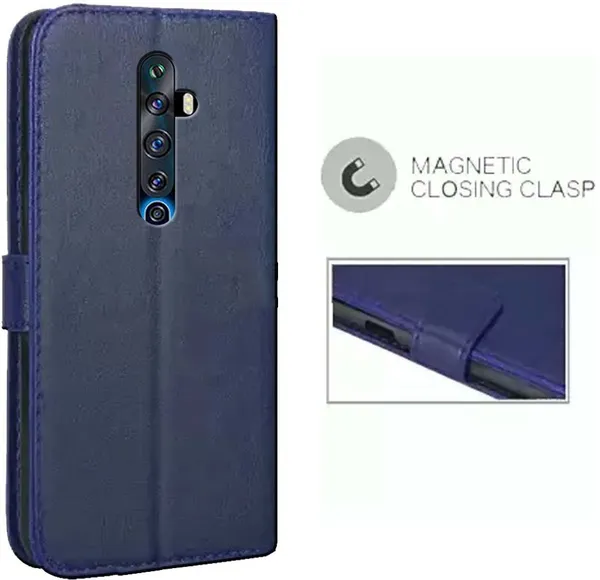 Blue_Artificial_Leather_OPPO_Reno_2z_Flip_Cover