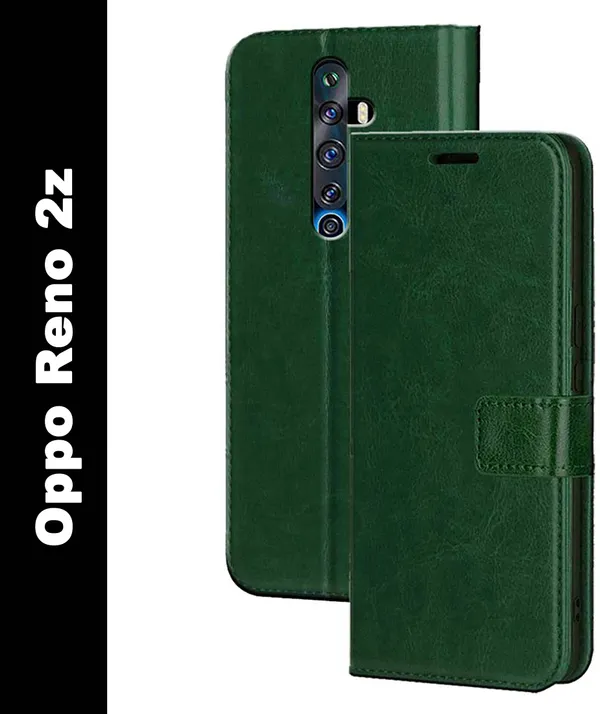 Green_Artificial_Leather_OPPO_Reno_2z_Flip_Cover