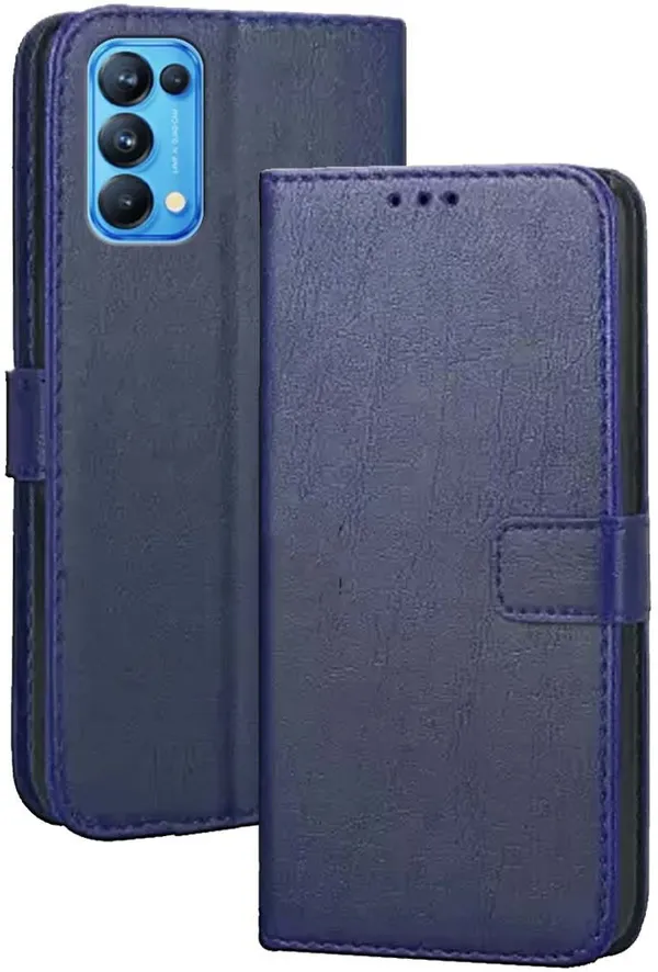 Blue_Artificial_Leather_Oppo_Reno_5_Pro_Flip_Cover