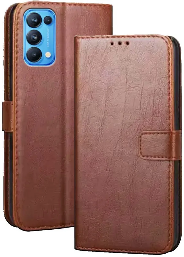 Brown_Artificial_Leather_Oppo_Reno_5_Pro_Flip_Cover