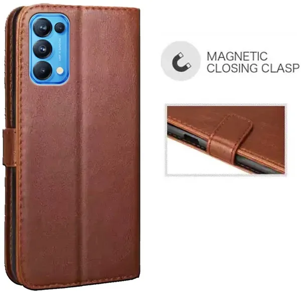 Brown_Artificial_Leather_Oppo_Reno_5_Pro_Flip_Cover