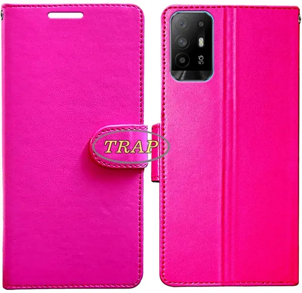 Pink_Artificial_Leather_Oppo_Reno_5Z_Back_Cover