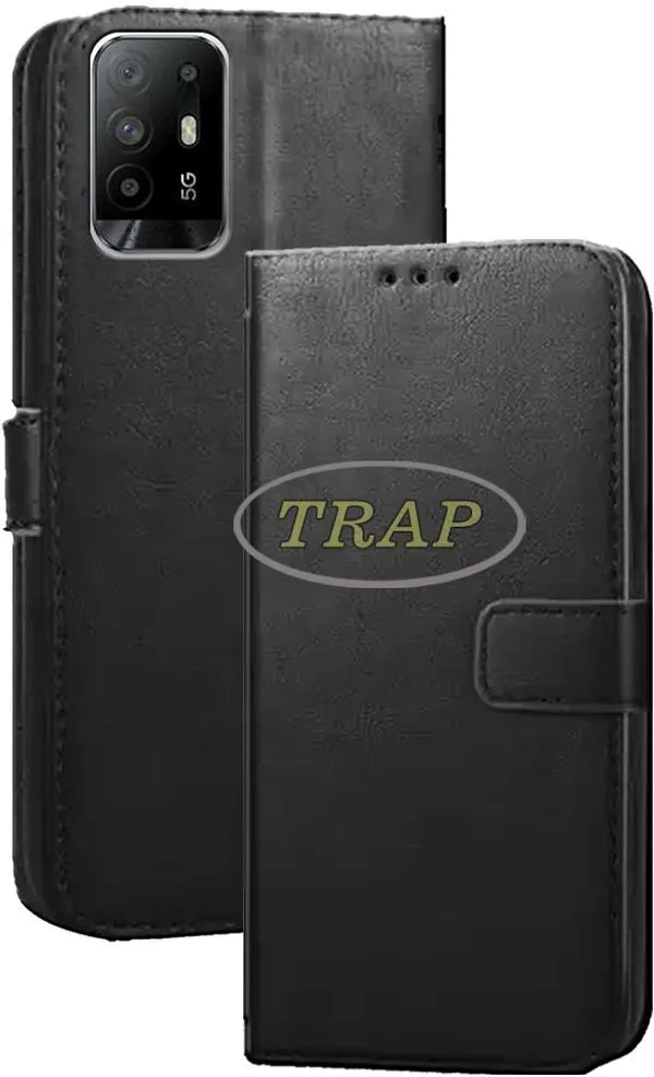 Black_Artificial_Leather_Oppo_Reno_5Z_Back_Cover