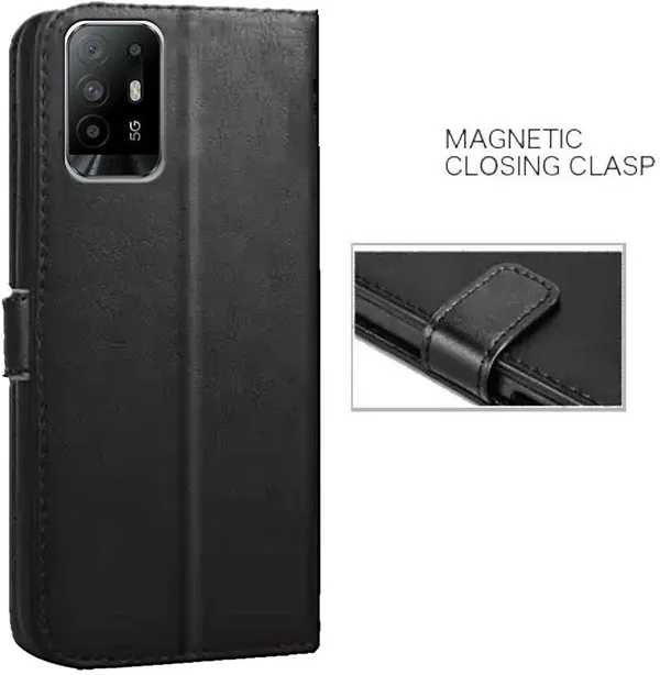 Black_Artificial_Leather_Oppo_Reno_5Z_Back_Cover