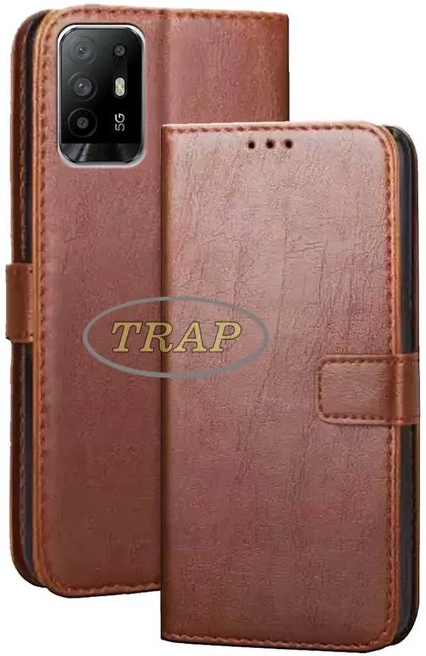 Brown_Artificial_Leather_Oppo_Reno_5Z_Back_Cover