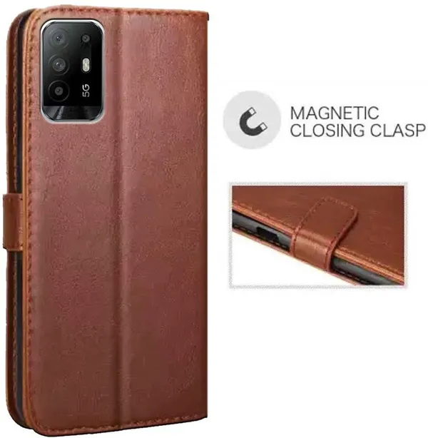 Brown_Artificial_Leather_Oppo_Reno_5Z_Back_Cover