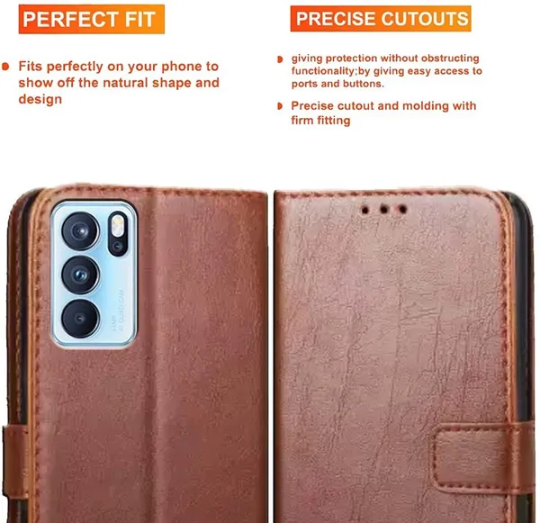 Brown_Artificial_Leather_Reno_6_Pro_5G_Flip_Cover