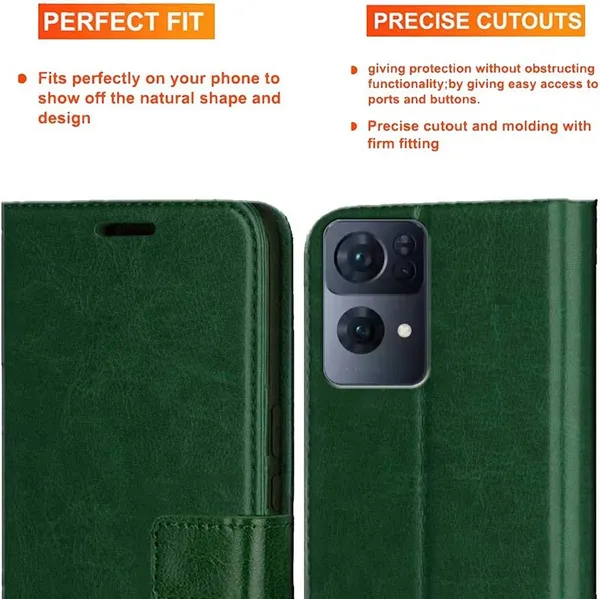 Green_Artificial_Leather_Oppo_Reno_7_Pro_5G_Back_Cover