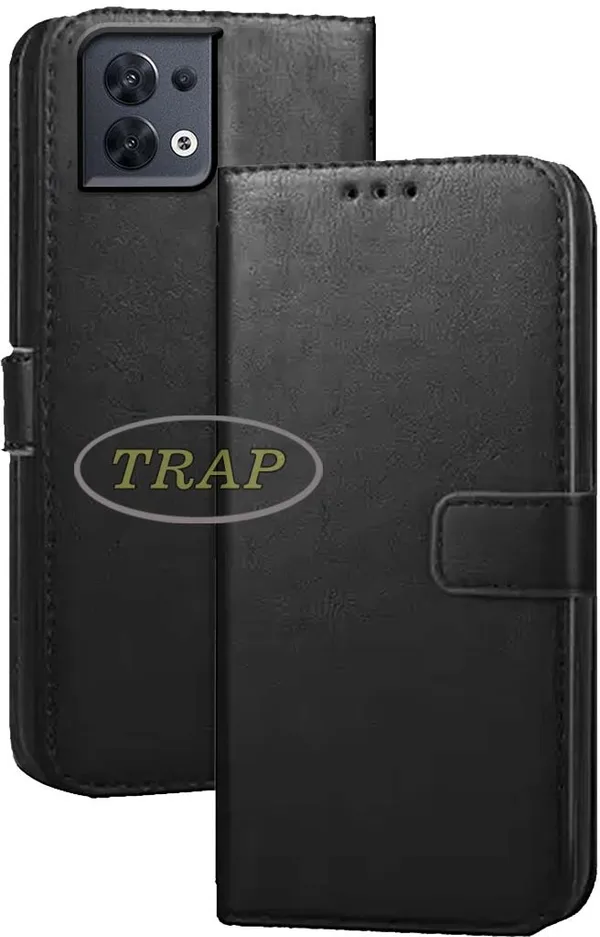 Black_Artificial_Leather_Oppo_Reno_8_Back_Cover