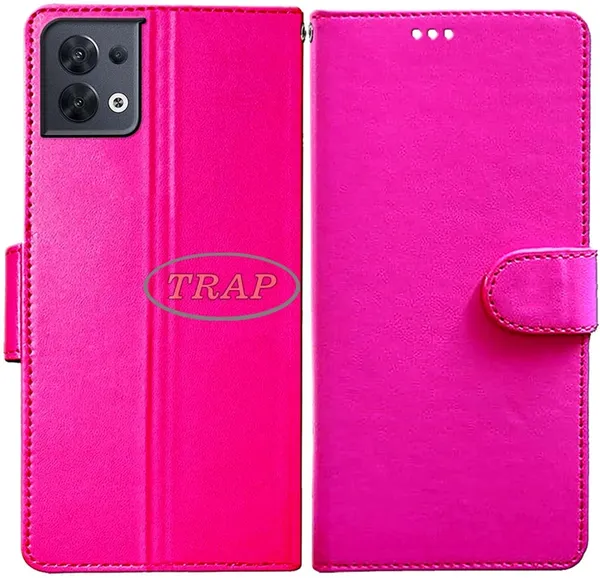 Pink_Artificial_Leather_Oppo_Reno_8_Back_Cover