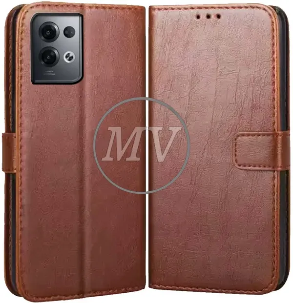 Brown_Artificial_Leather_Reno_8_Pro_Back_Cover